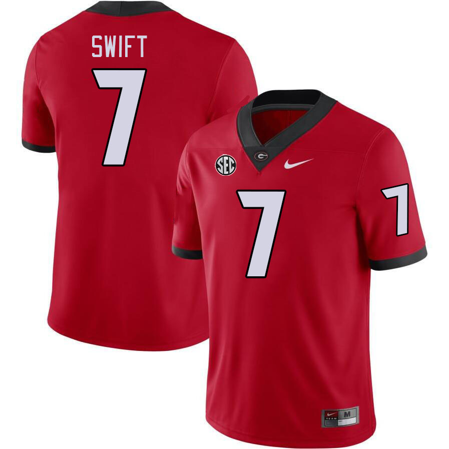 #7 D'Andre Swift Georgia Bulldogs Jerseys Football Stitched-Retro Red